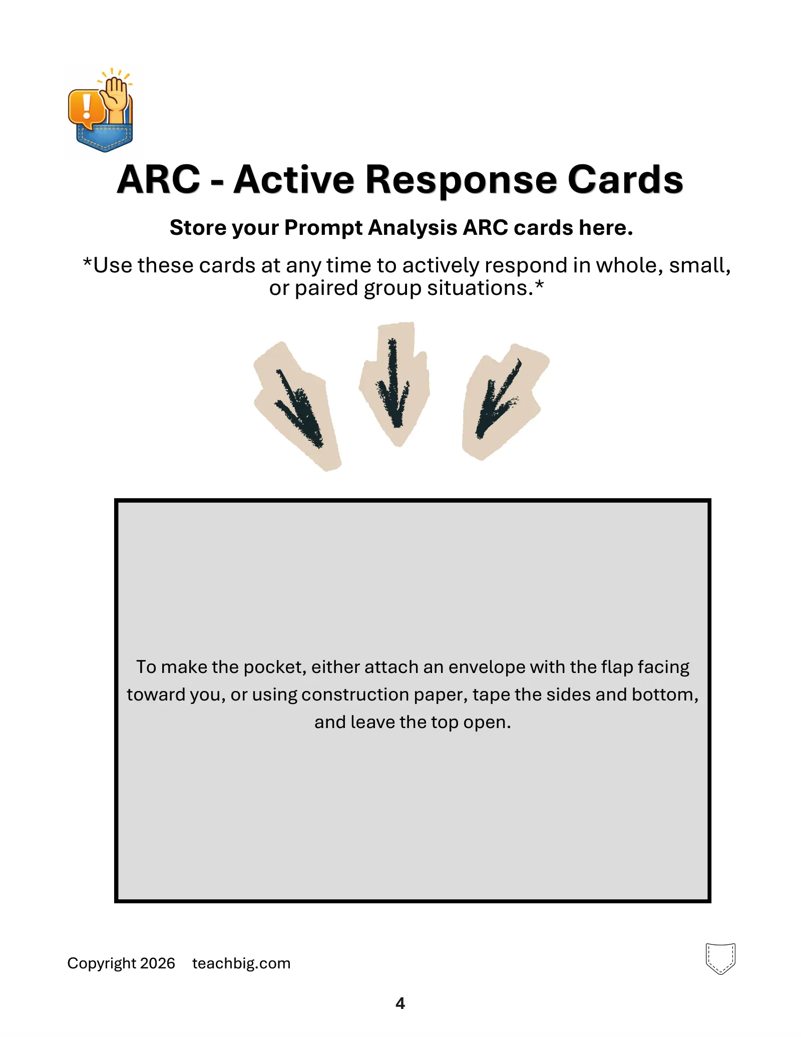 Page 6, response card pocket
