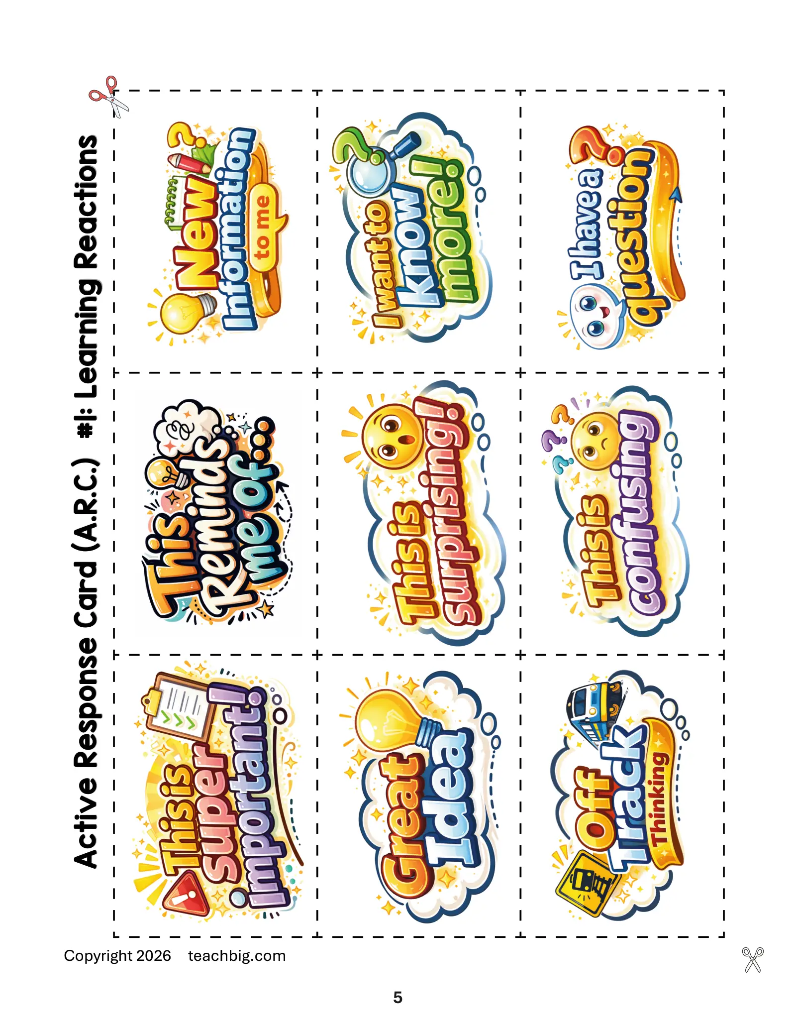 Page 7, learning reaction cards