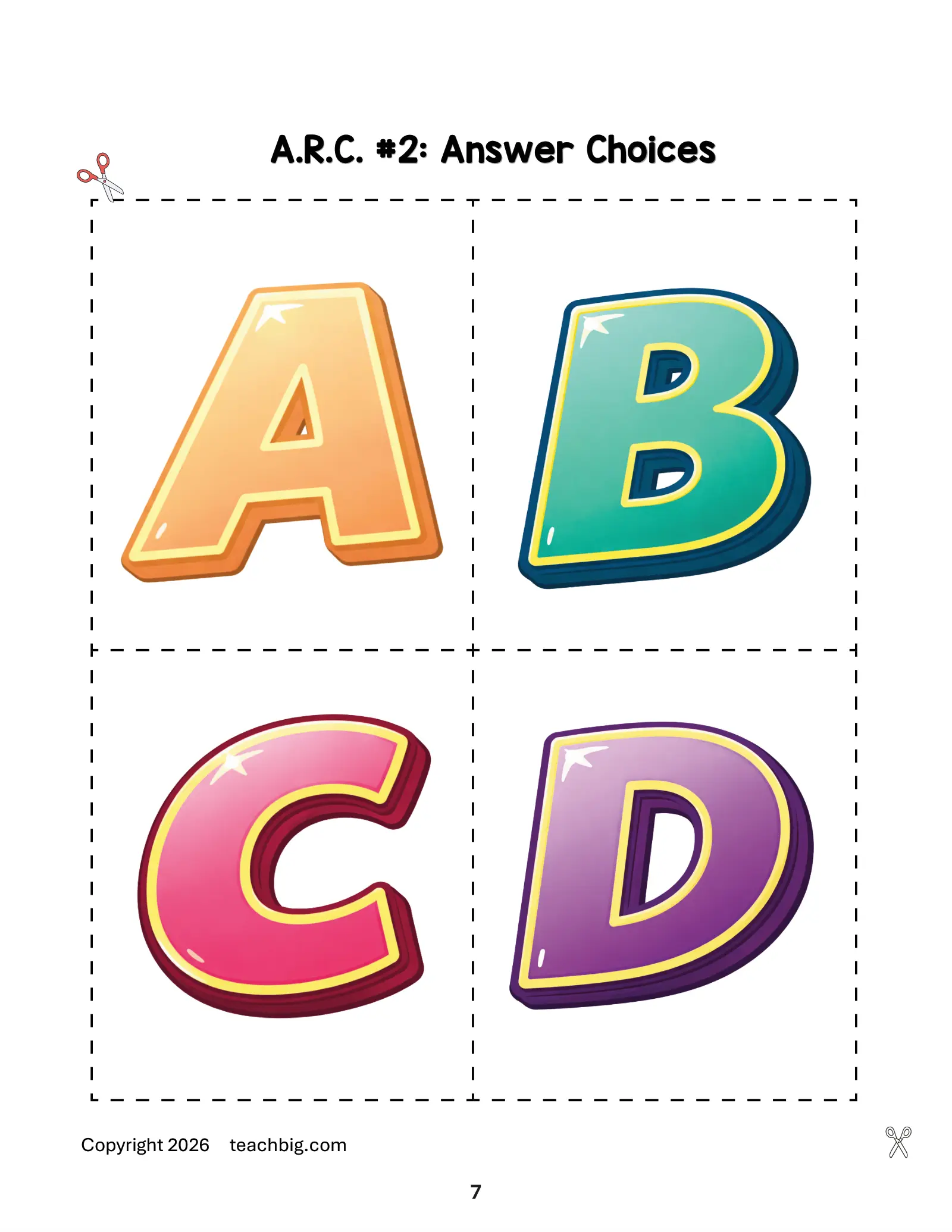 Page 9, answer choice cards