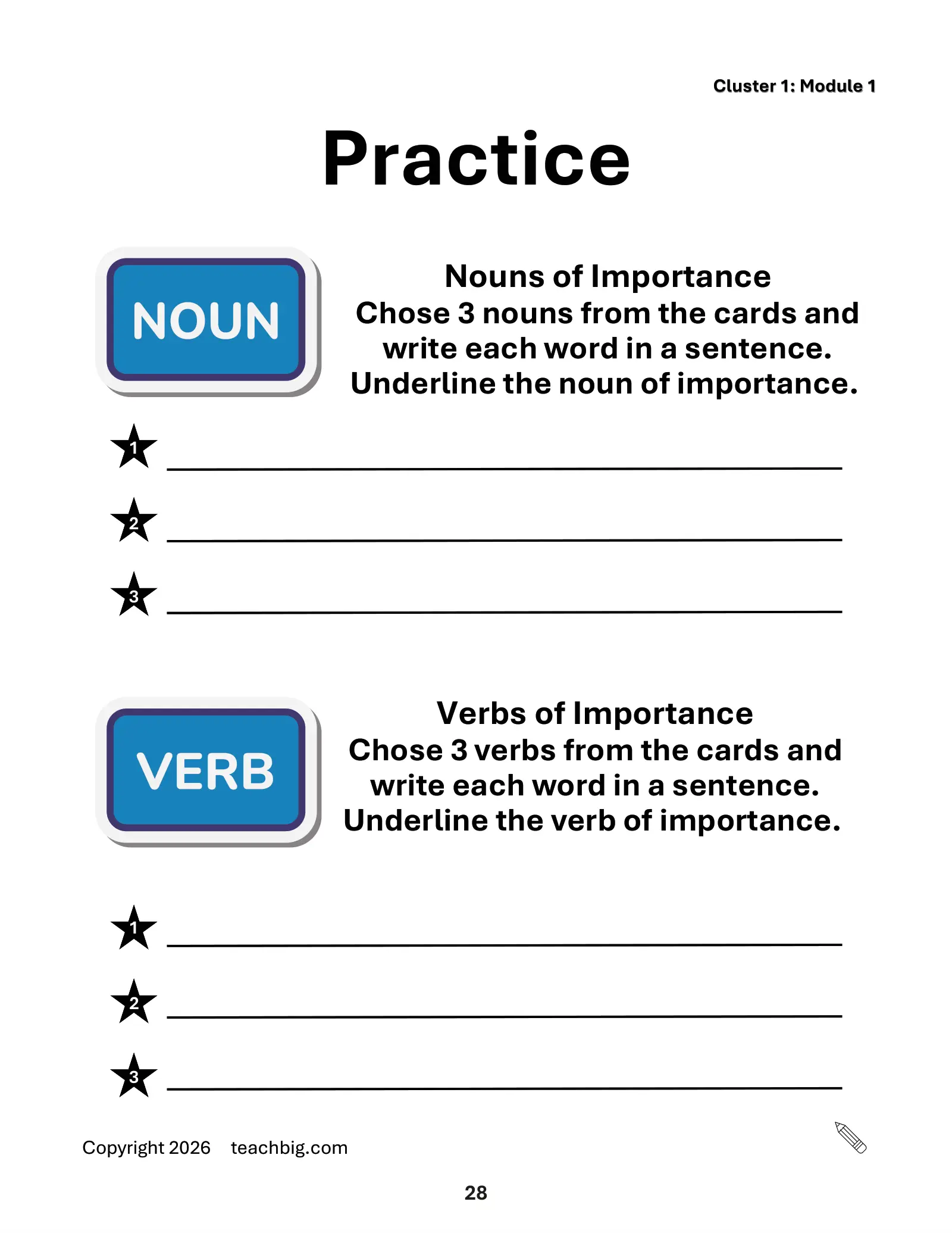 Page 30, practice sentences