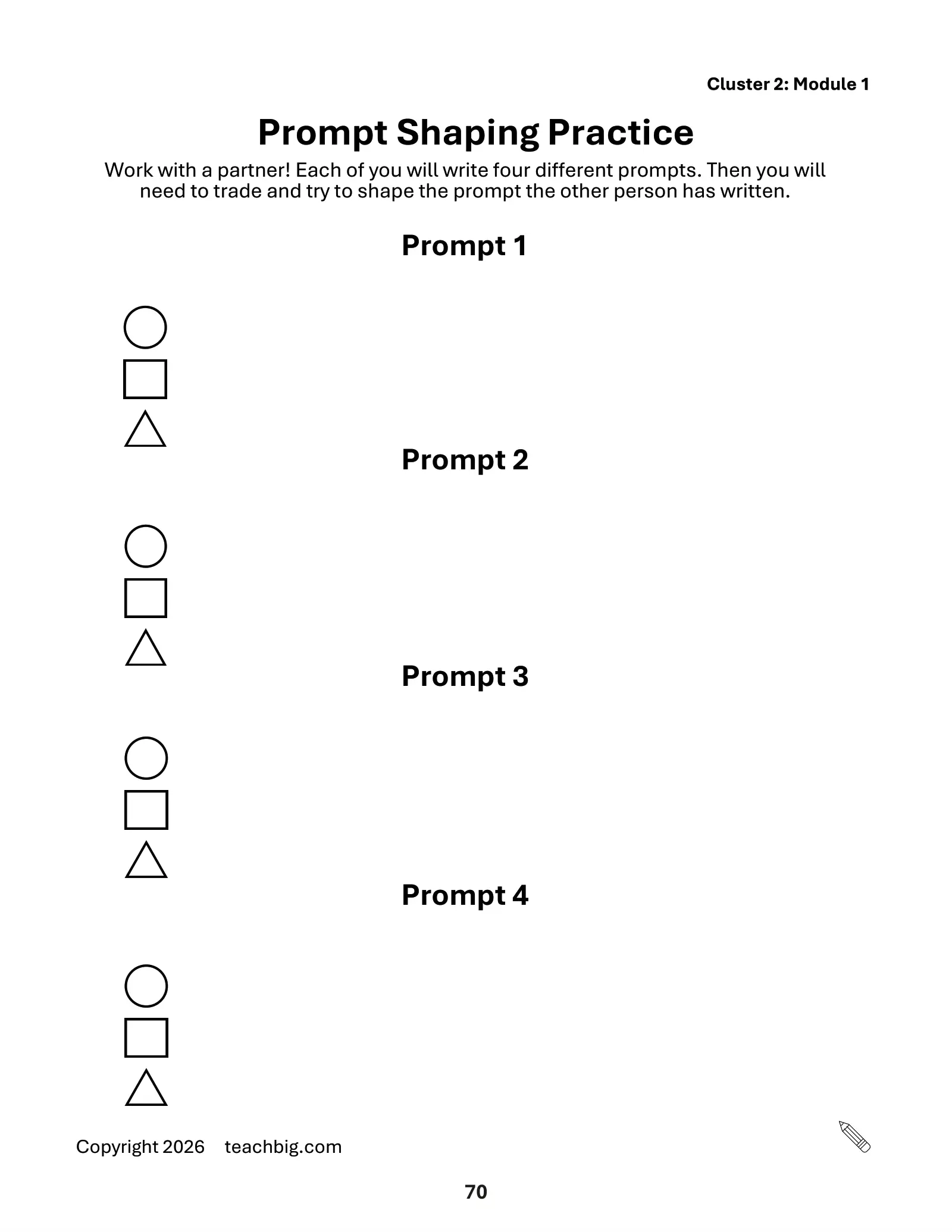 Page 72, write and shape prompts